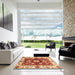 Square Abstract Red Oriental Rug in a Living Room, abs3112