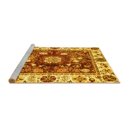 Sideview of Machine Washable Oriental Yellow Traditional Rug, wshabs3112yw