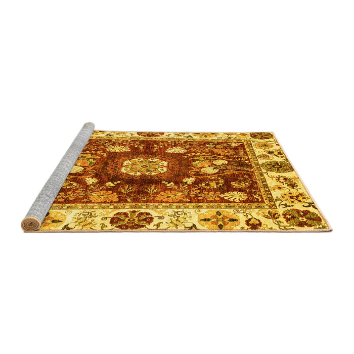 Sideview of Machine Washable Oriental Yellow Traditional Rug, wshabs3112yw