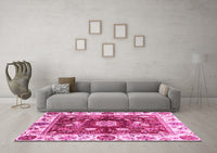 Machine Washable Oriental Pink Traditional Rug, wshabs3112pnk