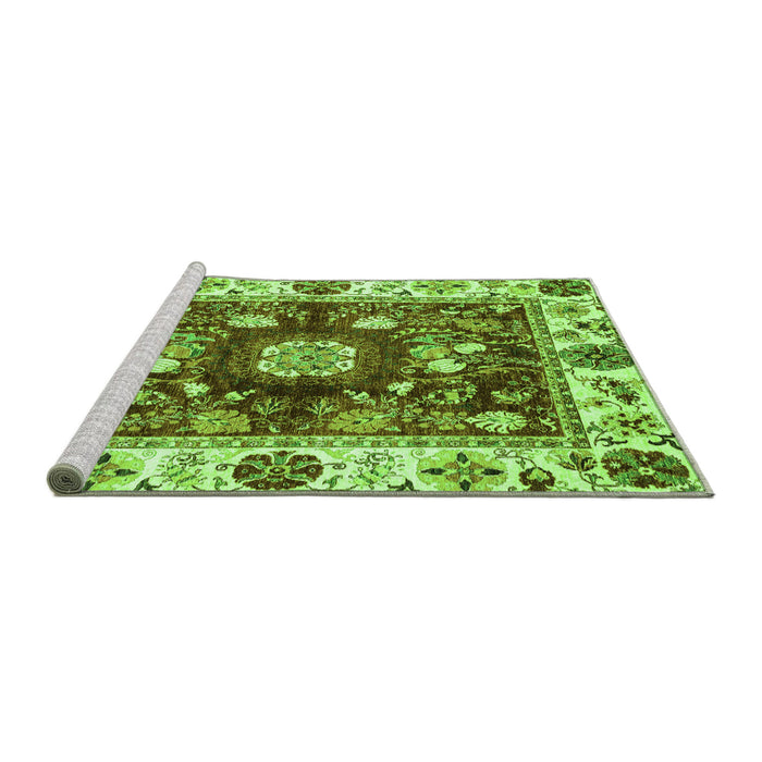 Sideview of Machine Washable Oriental Green Traditional Area Rugs, wshabs3112grn