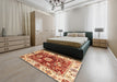 Abstract Red Oriental Rug in a Bedroom, abs3112