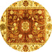 Round Oriental Yellow Traditional Rug, abs3112yw