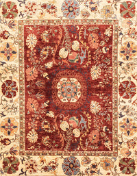 Machine Washable Abstract Red Rug, wshabs3112