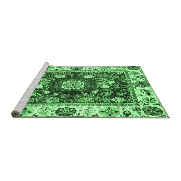 Sideview of Machine Washable Oriental Emerald Green Traditional Area Rugs, wshabs3112emgrn