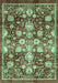 Machine Washable Oriental Turquoise Traditional Area Rugs, wshabs3113turq