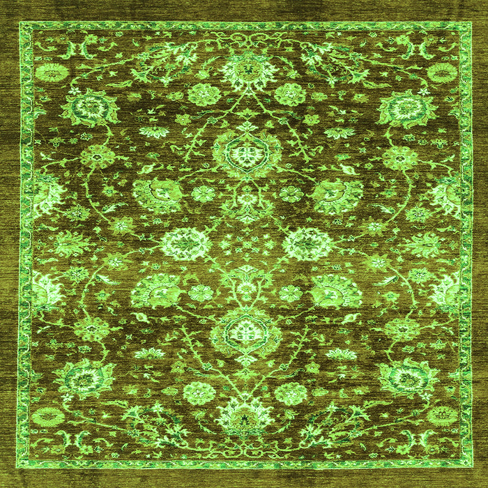Square Machine Washable Oriental Green Traditional Area Rugs, wshabs3113grn