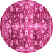 Round Oriental Pink Traditional Rug, abs3113pnk