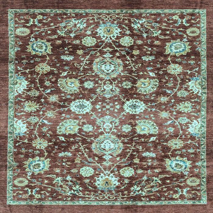 Square Machine Washable Oriental Light Blue Traditional Rug, wshabs3113lblu
