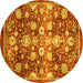 Round Oriental Yellow Traditional Rug, abs3113yw