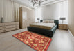 Machine Washable Abstract Red Rug in a Bedroom, wshabs3113