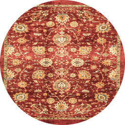 Round Machine Washable Abstract Red Rug, wshabs3113