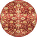 Round Machine Washable Abstract Red Rug, wshabs3113