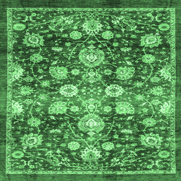Square Machine Washable Oriental Emerald Green Traditional Area Rugs, wshabs3113emgrn