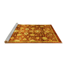 Sideview of Machine Washable Oriental Yellow Traditional Rug, wshabs3113yw