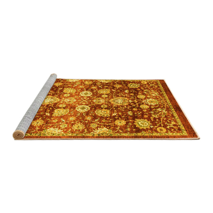 Sideview of Machine Washable Oriental Yellow Traditional Rug, wshabs3113yw