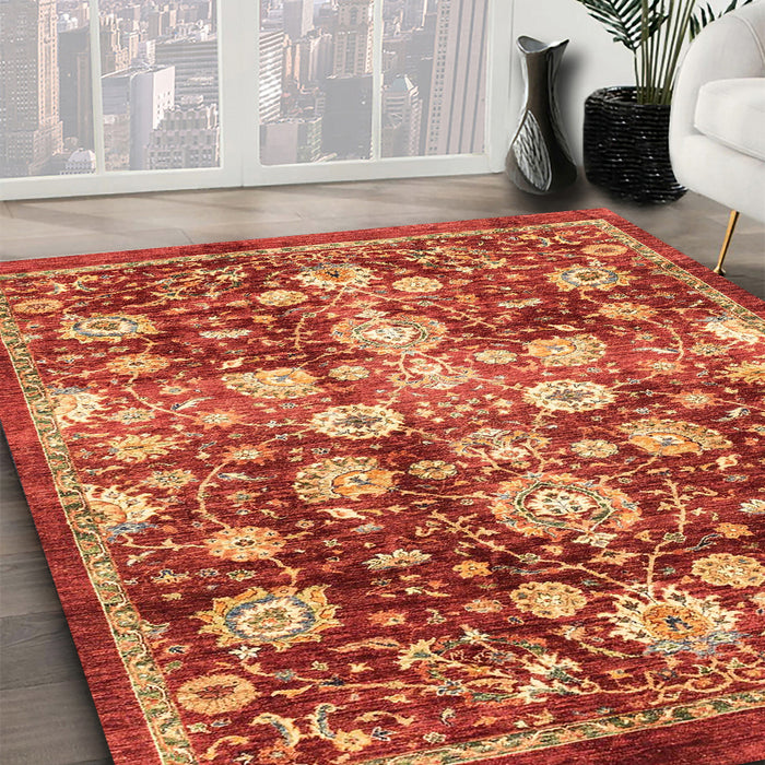 Abstract Red Oriental Rug in Family Room, abs3113