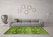 Machine Washable Oriental Green Traditional Area Rugs in a Living Room,, wshabs3113grn