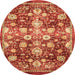 Round Abstract Red Oriental Rug, abs3113