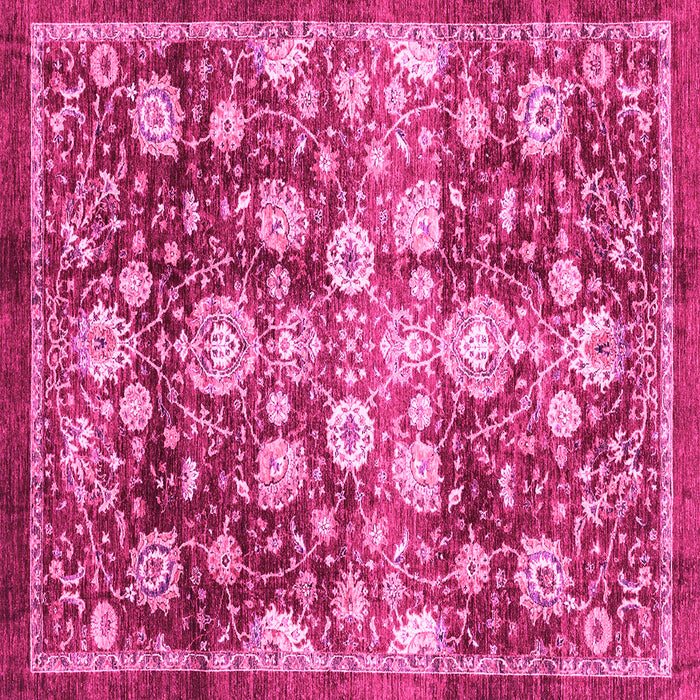 Square Machine Washable Oriental Pink Traditional Rug, wshabs3113pnk