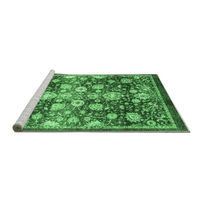 Sideview of Machine Washable Oriental Emerald Green Traditional Area Rugs, wshabs3113emgrn