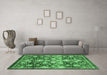 Machine Washable Oriental Emerald Green Traditional Area Rugs in a Living Room,, wshabs3113emgrn