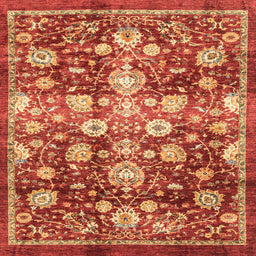 Square Machine Washable Abstract Red Rug, wshabs3113