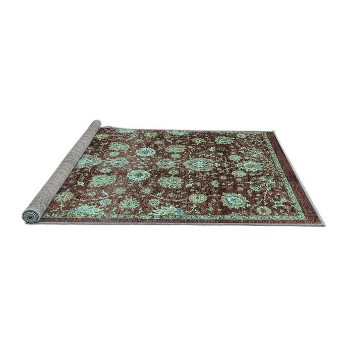 Sideview of Machine Washable Oriental Light Blue Traditional Rug, wshabs3113lblu