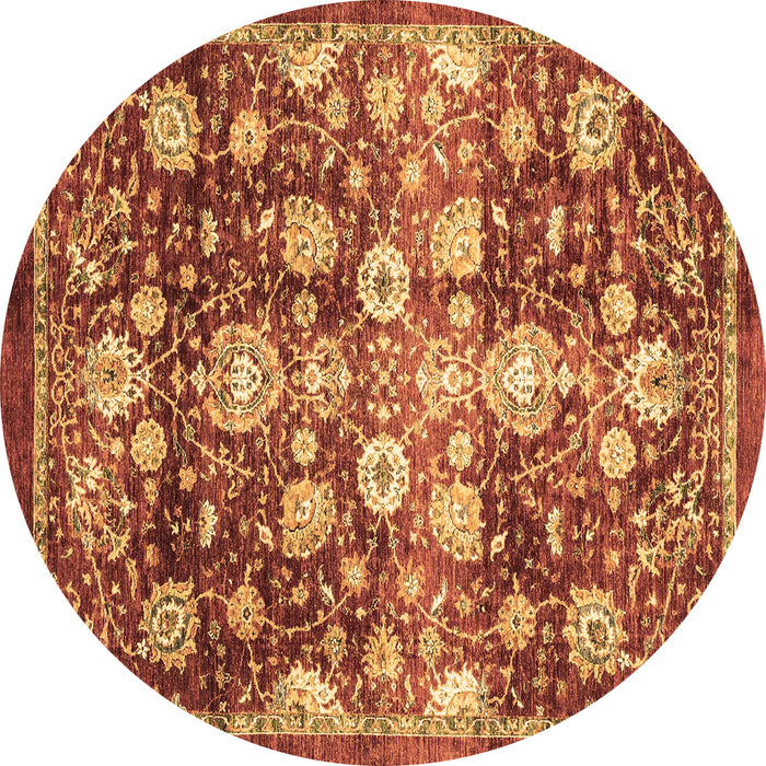 Round Oriental Brown Traditional Rug, abs3113brn