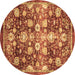 Round Oriental Brown Traditional Rug, abs3113brn