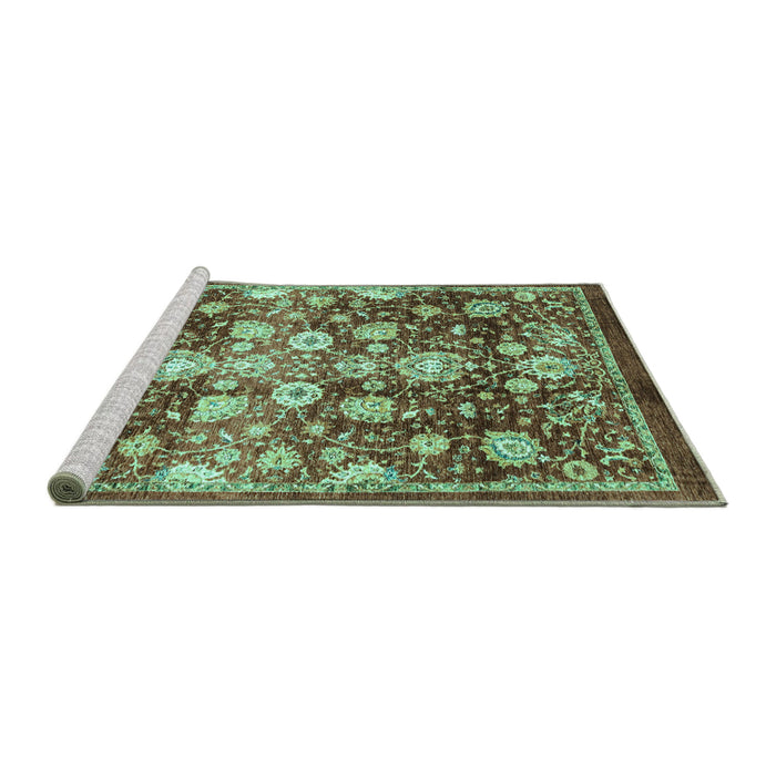 Sideview of Machine Washable Oriental Turquoise Traditional Area Rugs, wshabs3113turq