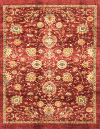 Machine Washable Abstract Red Rug, wshabs3113