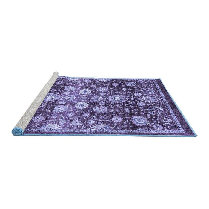 Sideview of Machine Washable Oriental Blue Traditional Rug, wshabs3113blu