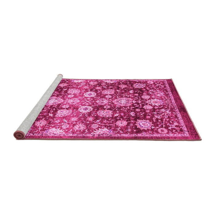 Sideview of Machine Washable Oriental Pink Traditional Rug, wshabs3113pnk
