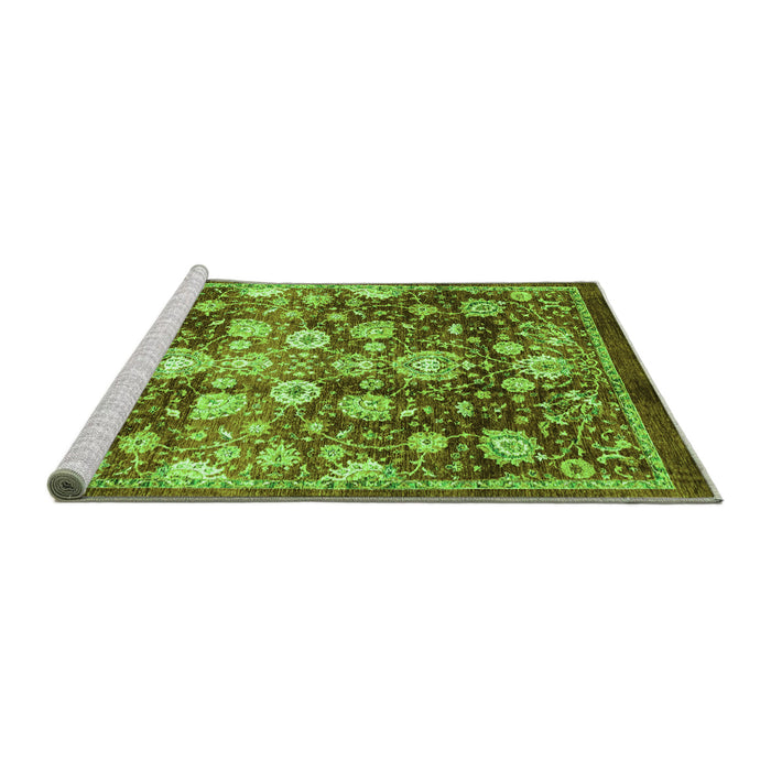 Sideview of Machine Washable Oriental Green Traditional Area Rugs, wshabs3113grn
