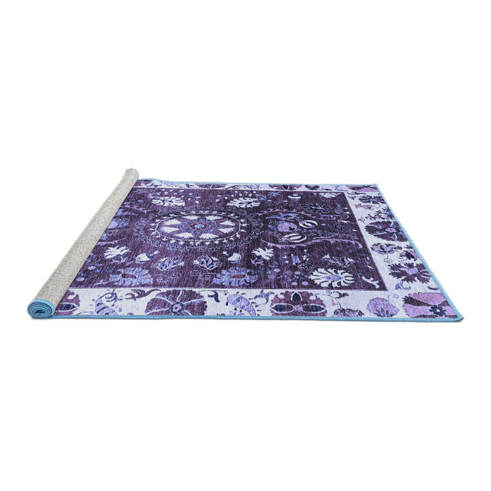 Sideview of Machine Washable Oriental Blue Traditional Rug, wshabs3114blu