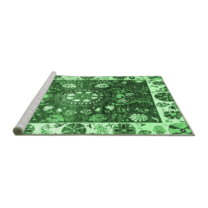 Sideview of Machine Washable Oriental Emerald Green Traditional Area Rugs, wshabs3114emgrn