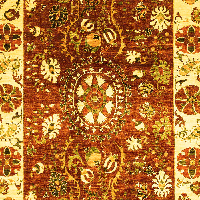 Machine Washable Oriental Yellow Traditional Rug, wshabs3114yw