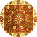 Round Oriental Yellow Traditional Rug, abs3114yw