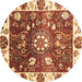 Round Machine Washable Oriental Brown Traditional Rug, wshabs3114brn