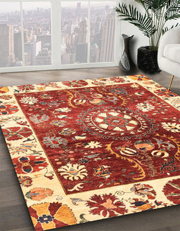 Abstract Red Oriental Rug in Family Room, abs3114