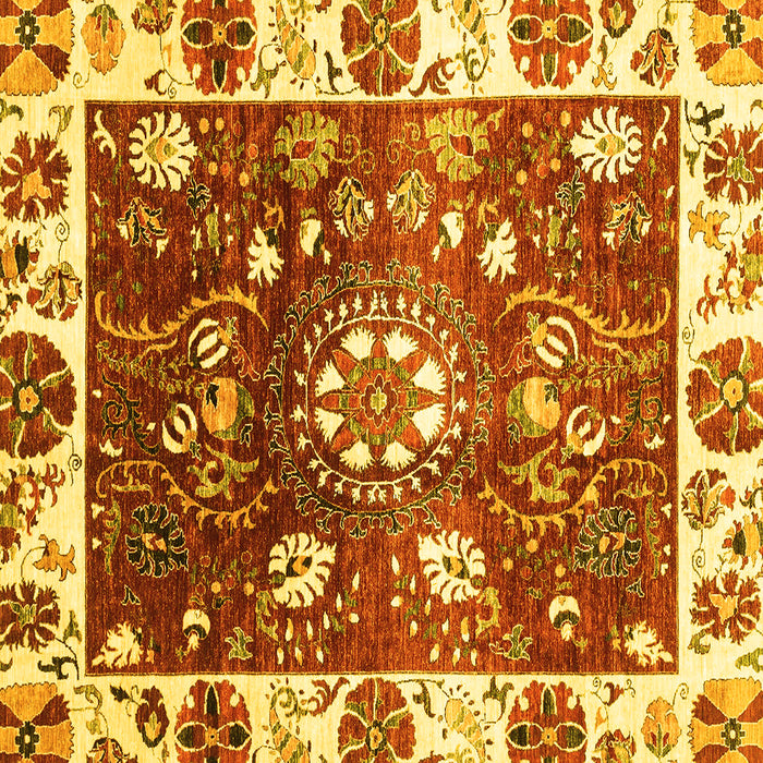 Square Machine Washable Oriental Yellow Traditional Rug, wshabs3114yw