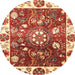 Round Machine Washable Abstract Red Rug, wshabs3114
