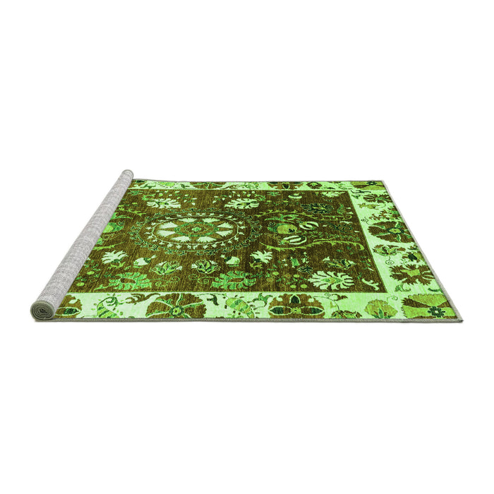 Sideview of Machine Washable Oriental Green Traditional Area Rugs, wshabs3114grn