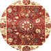 Round Abstract Red Oriental Rug, abs3114