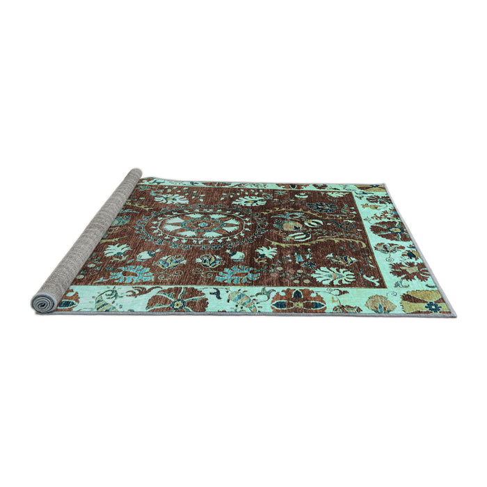 Sideview of Machine Washable Oriental Light Blue Traditional Rug, wshabs3114lblu