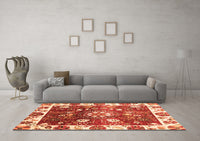 Machine Washable Oriental Orange Traditional Rug, wshabs3114org