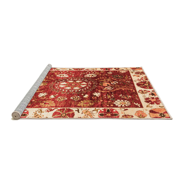 Sideview of Machine Washable Oriental Orange Traditional Area Rugs, wshabs3114org