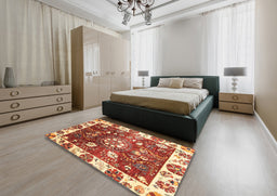Abstract Red Oriental Rug in a Bedroom, abs3114