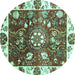 Round Oriental Turquoise Traditional Rug, abs3114turq